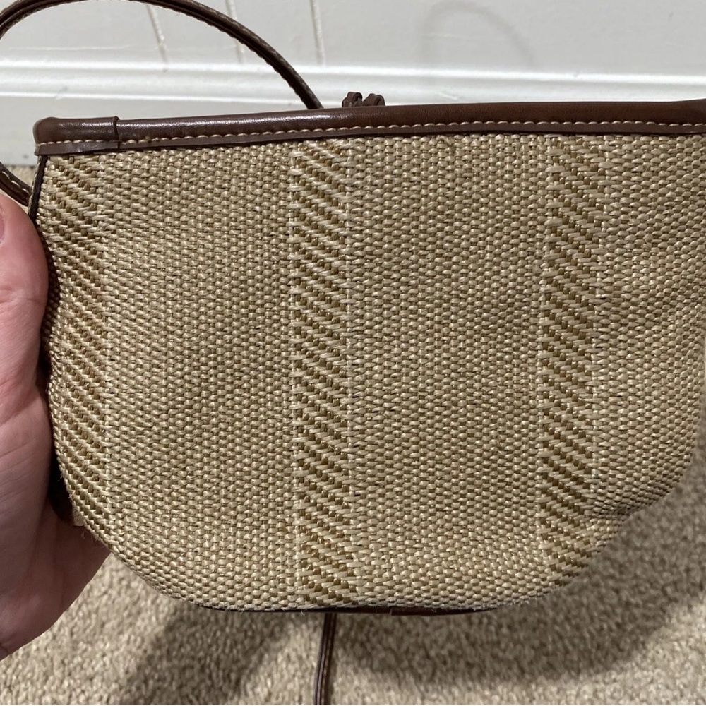LIZ CLAIBORNE Beige And Brown Rattan Crossbody Bag Purse Shoulder Bag - Picture 7 of 11